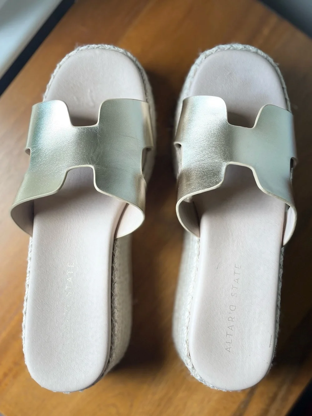 Altar'd State Viviann H-Band Platform Sandals - Gold - 8.5